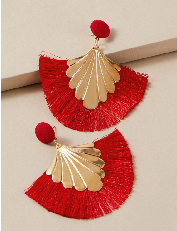 Boucle frange arrondie rouge