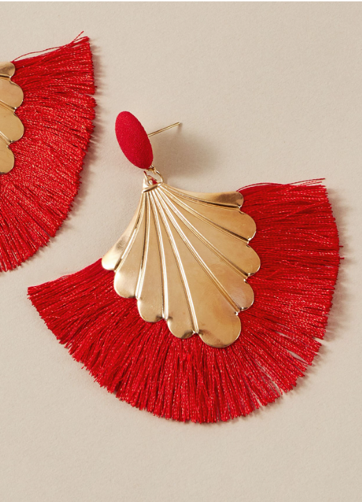 Boucle frange arrondie rouge