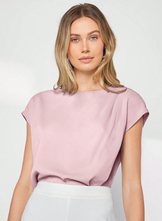 Top soie rose poudrée