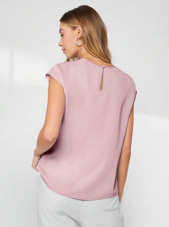Top soie rose poudrée