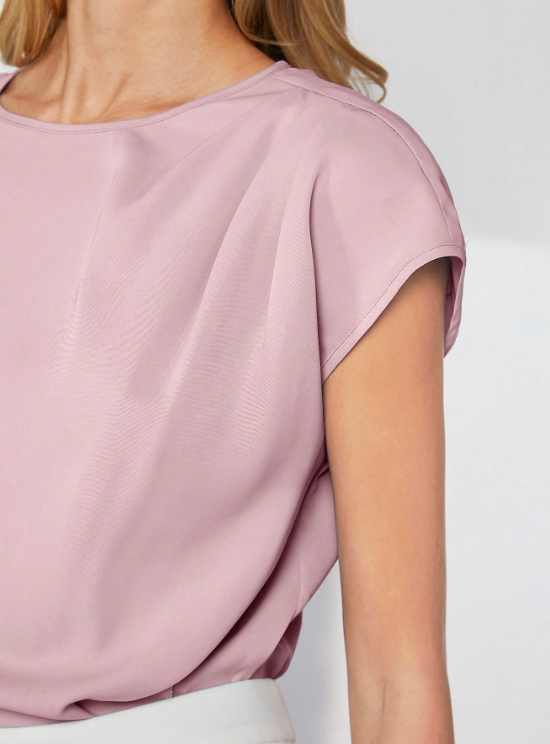 Top soie rose poudrée
