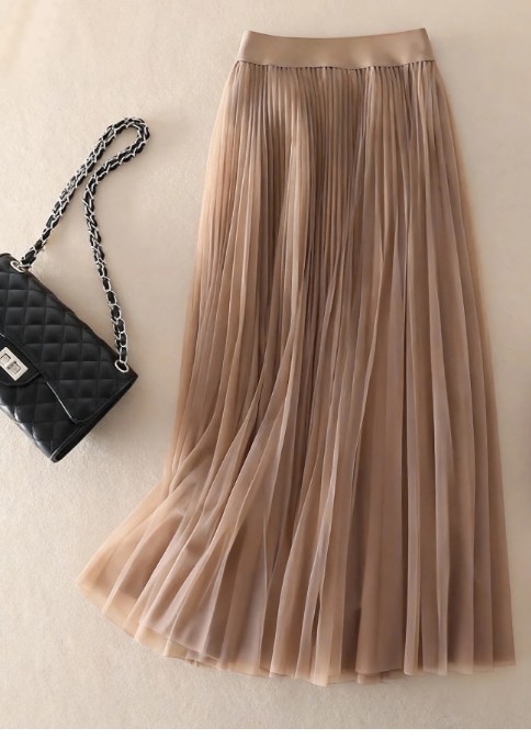 Jupe plissée beige