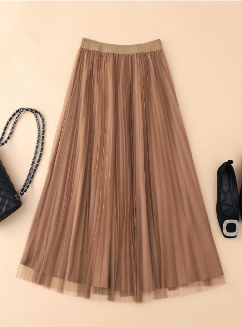 Jupe plissée beige