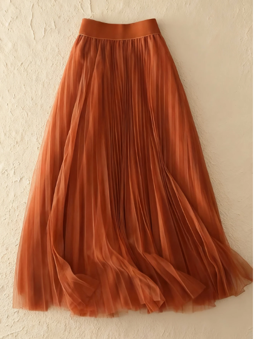 Jupe longue évasée terracotta